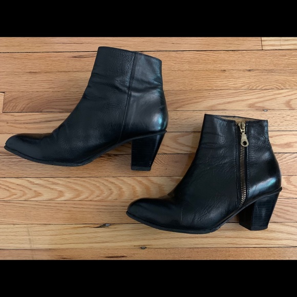 Shoes - Genuine Black Leather Booties